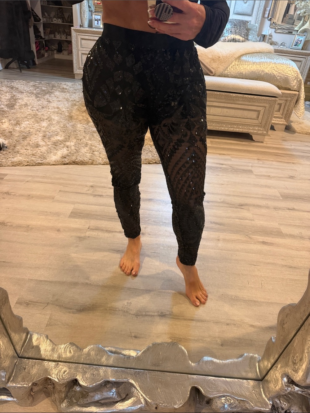 Bene Black Sequin Patterned Leggings